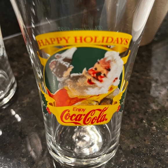 Enjoy Coca Cola Happy Holidays 1997 Glass drinking glass, Santa - Picture 6 of 10